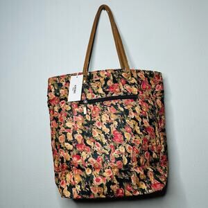 NWT ANOKI Women's Pink Print Floral Leather Handle Tote Handbag Tote Bag